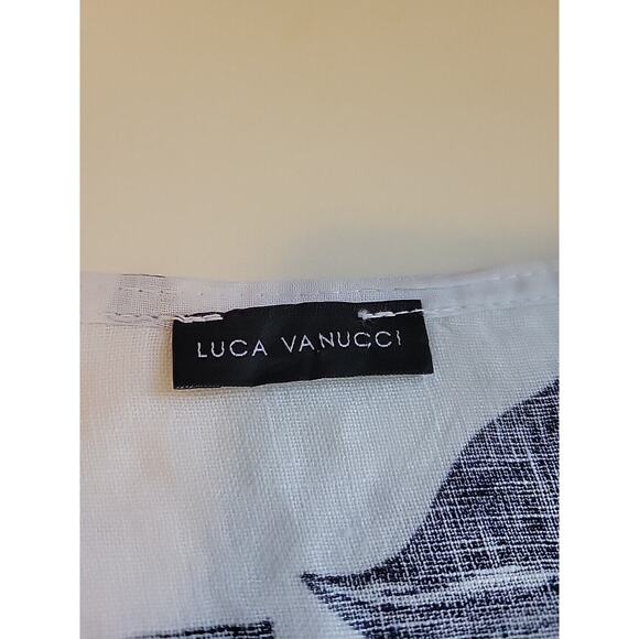 Luca Vanucci Italy Linen White Floral SS Open Front Coastal Cardigan Women's XL - Picture 11 of 12